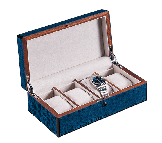 4只装深蓝色蜥蜴纹手表盒